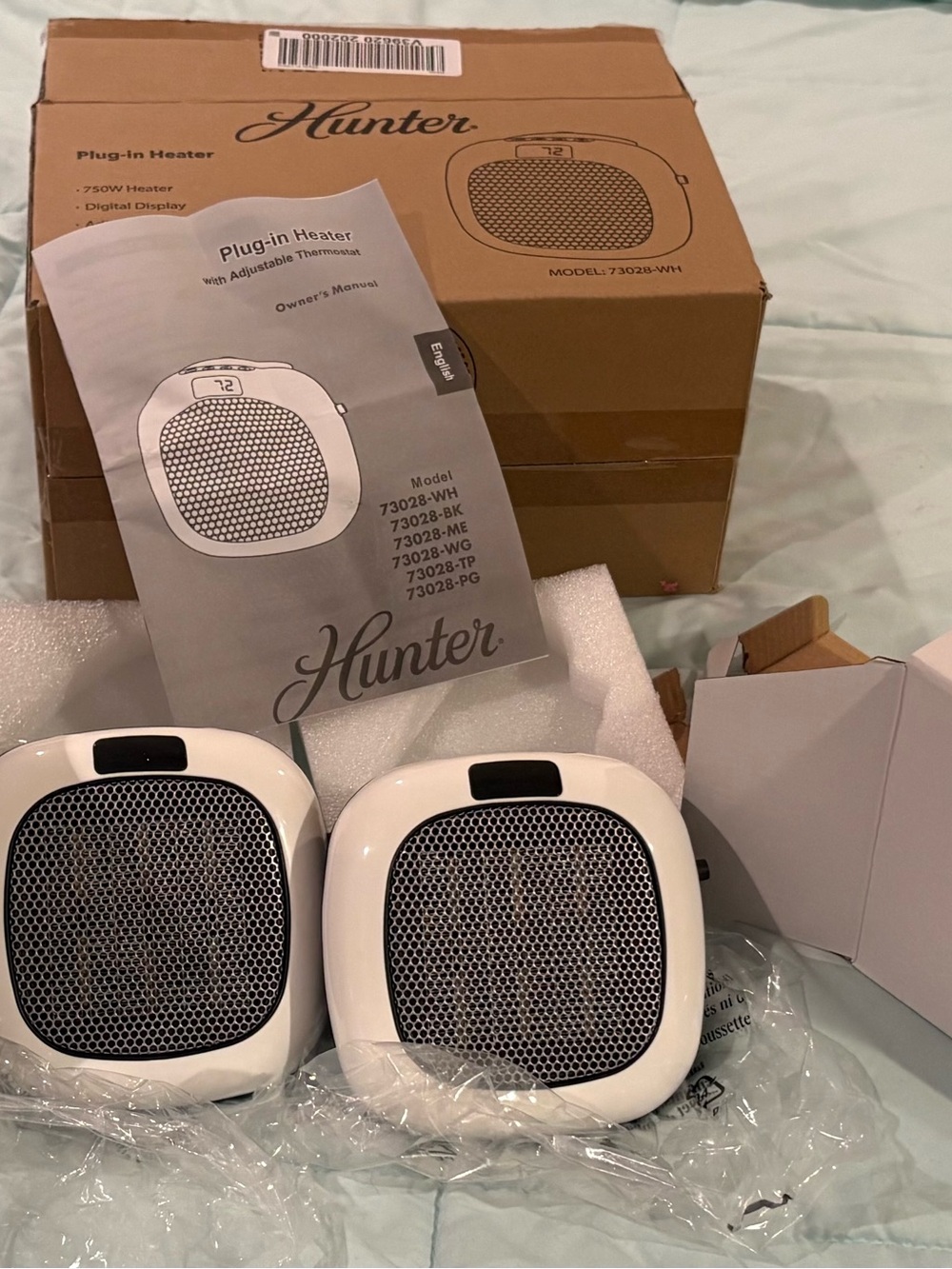 Hunter White Plug-In Space Heaters (Pair)